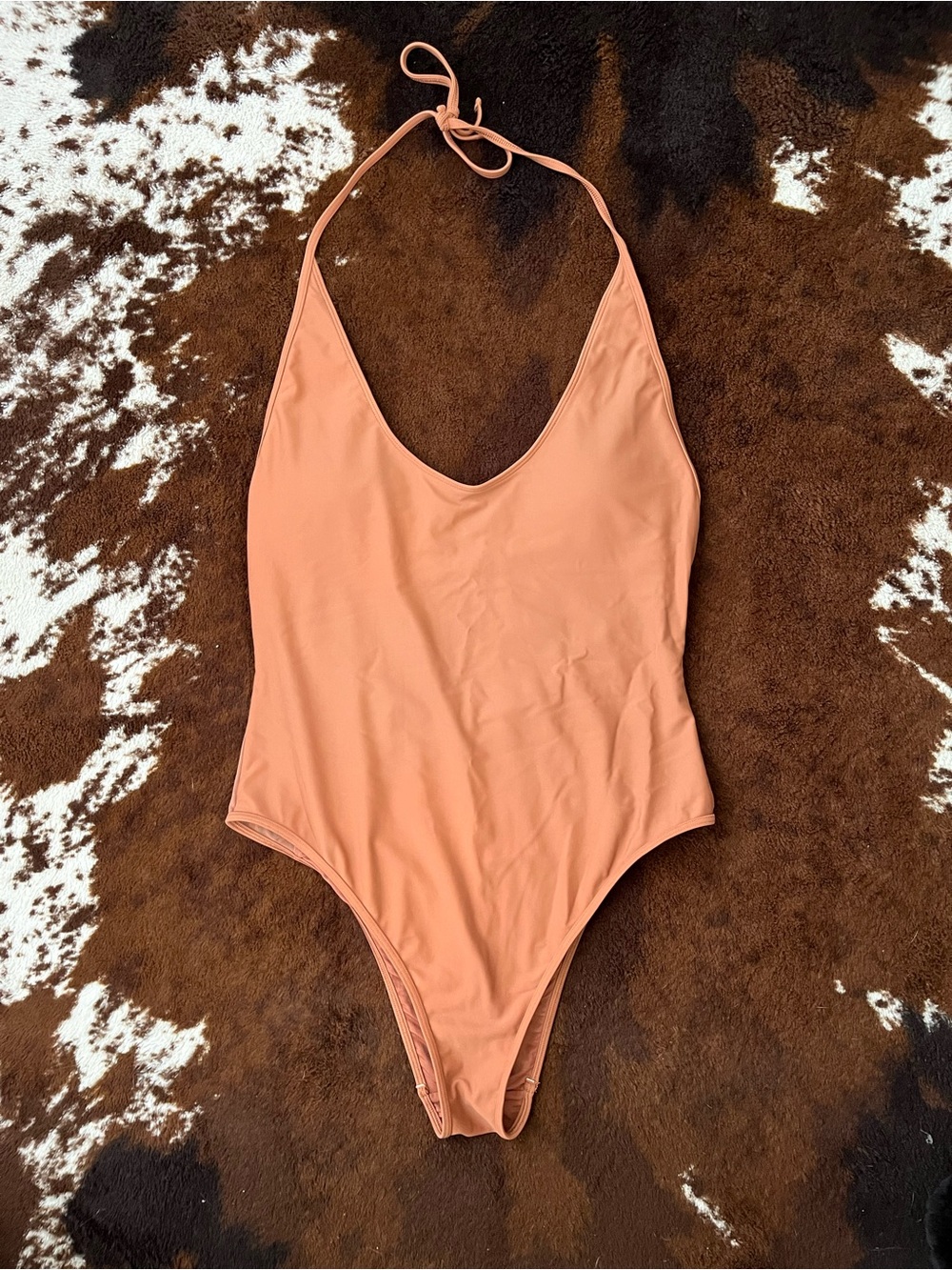 Women’s Aerie One Piece Swimsuit in Rust | Mesh Panels + Low Back | Size: Large